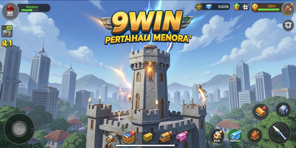 Tampilan menarik gameplay Tower Defense di 9WIN