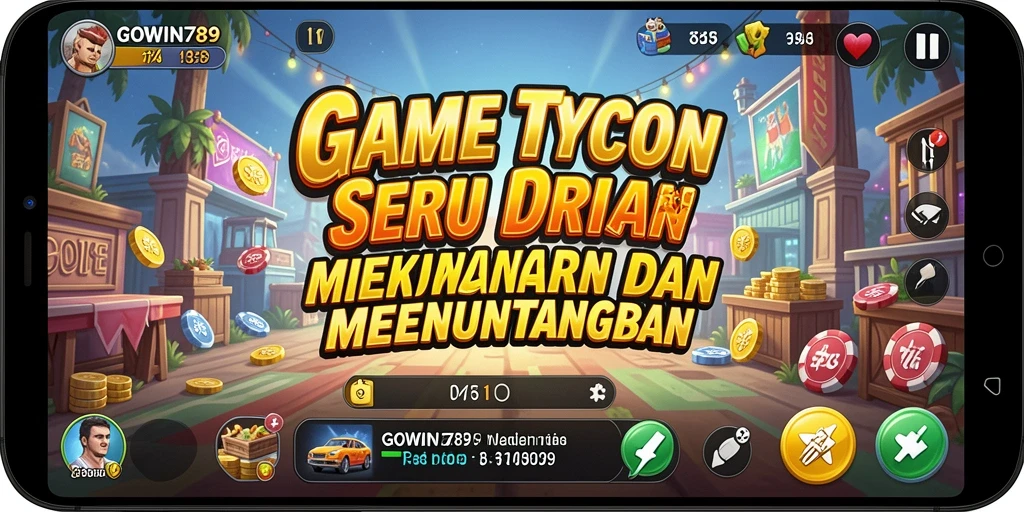 Tampilan gameplay GOWIN789 yang menampilkan elemen Tycoon dan pengelolaan bisnis.