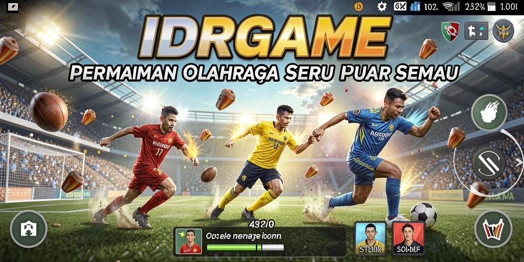 Screenshot IDRGAME menunjukkan aksi seru dalam permainan olahraga.