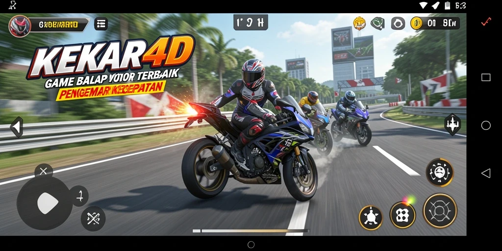 Gameplay seru balap motor yang mendebarkan.