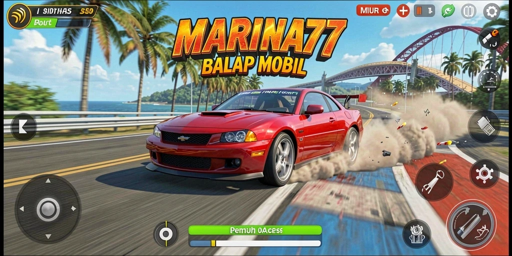 Tampilan gameplay balapan yang mendebarkan di MARINA77.
