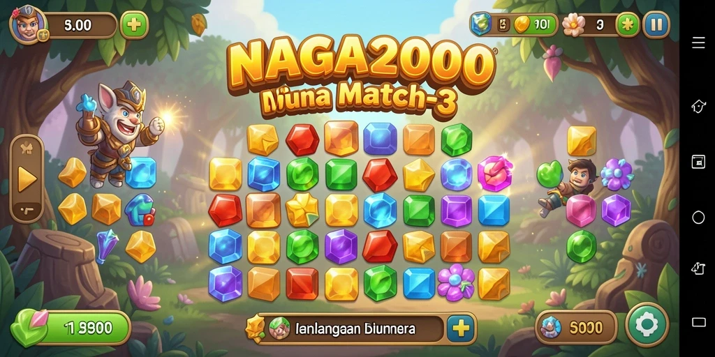 Tangkapan layar gameplay NAGA2000 yang menampilkan aksi seru Match-3.