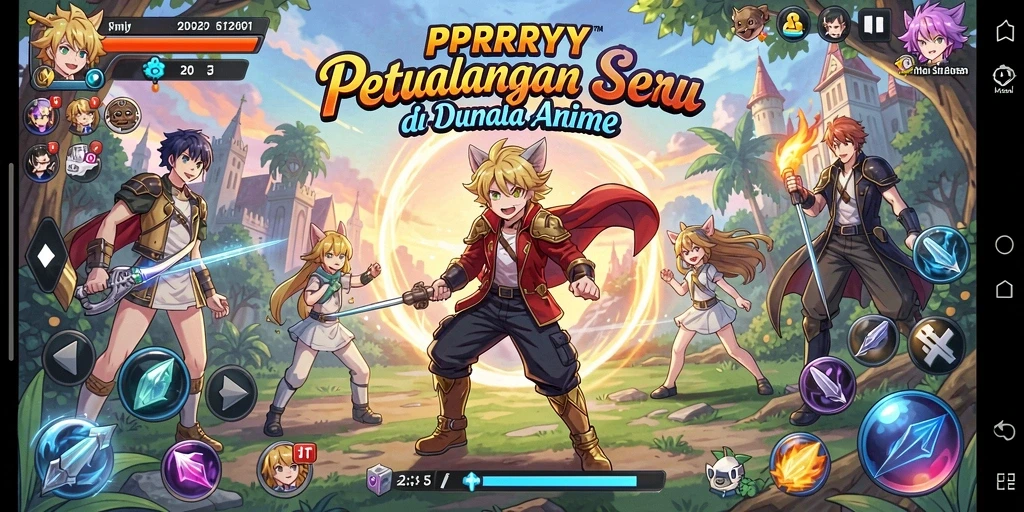 Screenshot utama PPRRYY dengan gameplay yang seru dan karakter anime yang menarik.