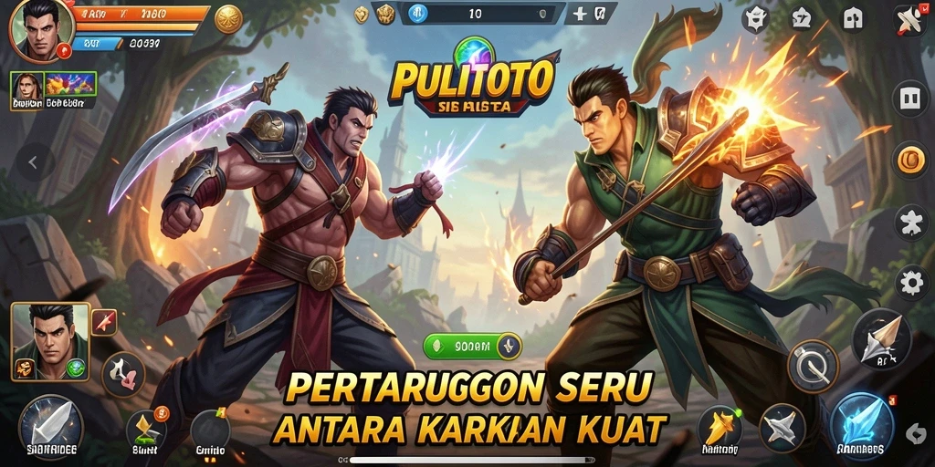 Tampilan gameplay seru dengan pertarungan spektakuler di PULITOTO.