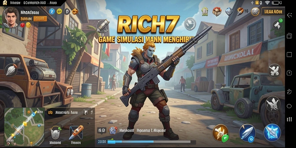 Screenshot utama RICH7 menunjukkan gameplay menarik dan mendalam dalam simulasi.
