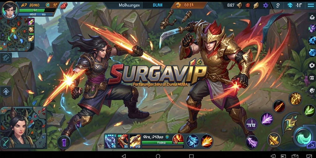 Tampilan menakjubkan dari gameplay seru MOBA SURGAVIP.