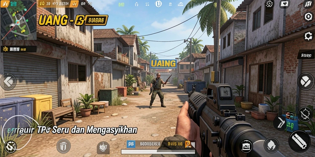 Screenshot gameplay UANG menampilkan aksi seru dalam permainan TPS.
